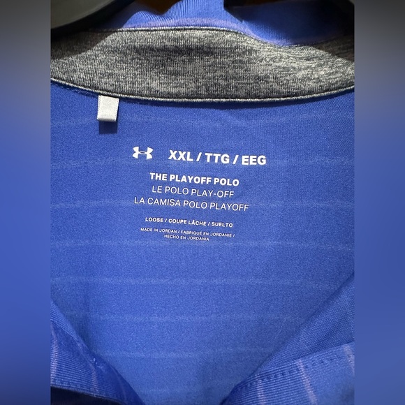Under Armour men’s blue striped polo shirt size XXL the playoff polo - Picture 2 of 4